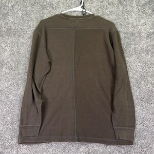 Worn Shirt Mens Medium Brown Thermal Long Sleeve Crew Neck Waffle Knit